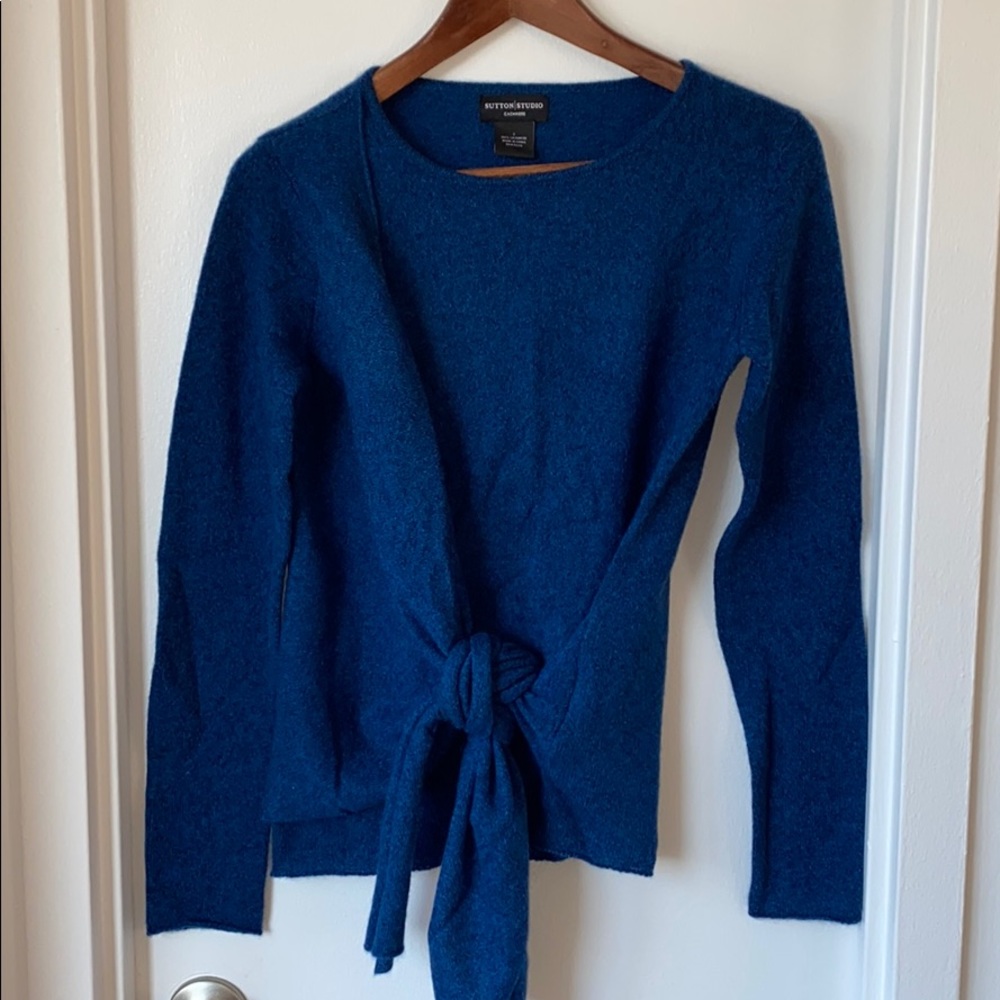 Sutton Studio Cashmere Sweater with Tie Front